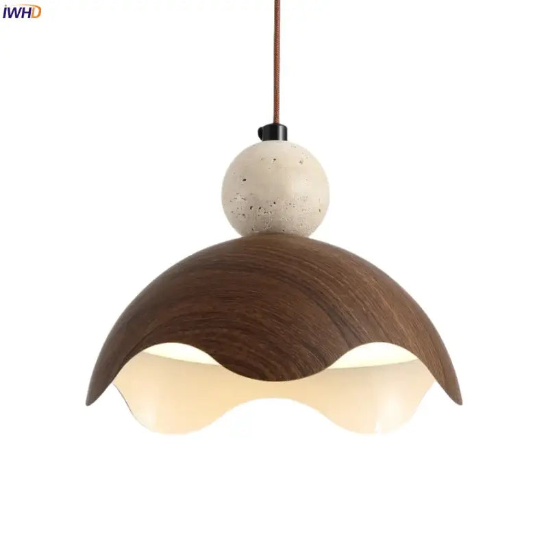 Modern iron yellow travertine petal pendant light for dining room
