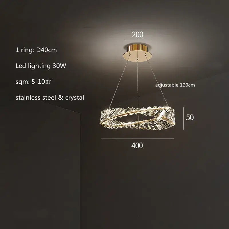 Modern irregular gold steel pendant light dining room dimmable crystal