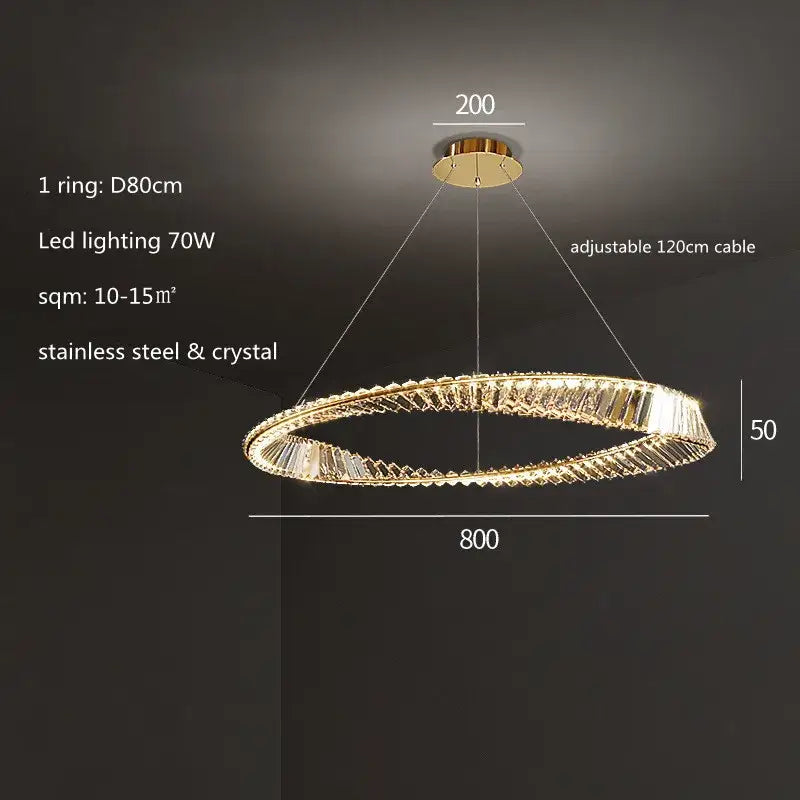 Modern irregular gold steel pendant light dining room dimmable crystal