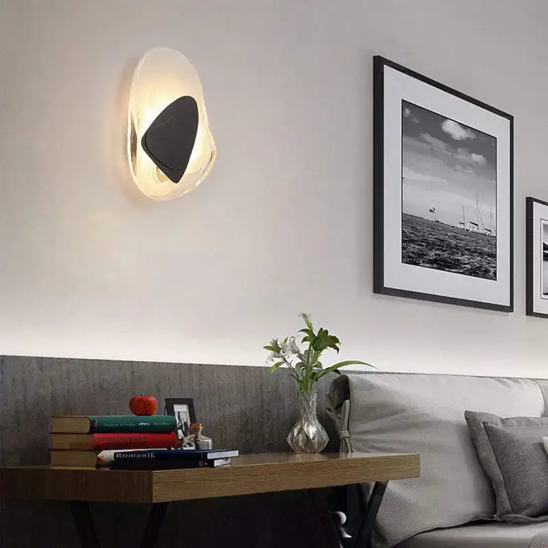 Modern irregular graphic wall light bedroom frosted glass sconce