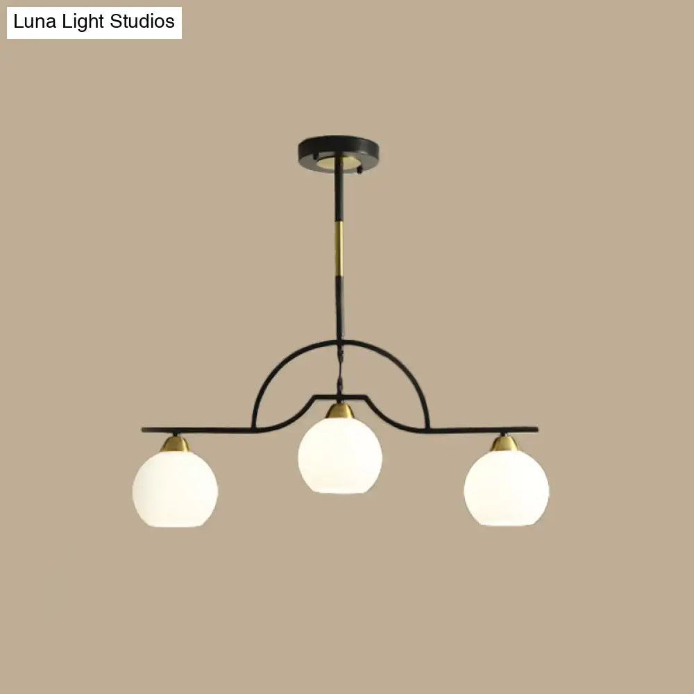 DecorBites™ Modern Island Light Fixture - Black Finish Pendant Lamp with Cream/Clear Glass Shades