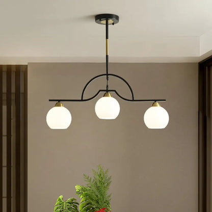 DecorBites™ Modern Island Light Fixture - Black Finish Pendant Lamp with Cream/Clear Glass Shades