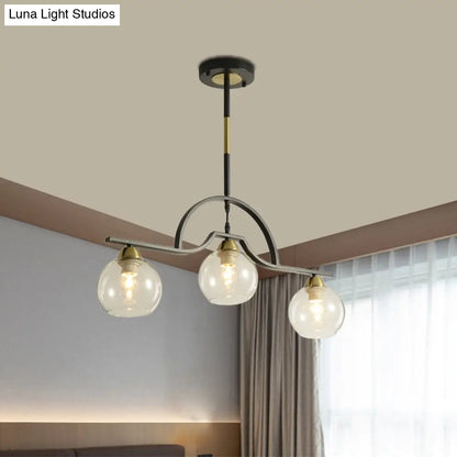 DecorBites™ Modern Island Light Fixture - Black Finish Pendant Lamp with Cream/Clear Glass Shades