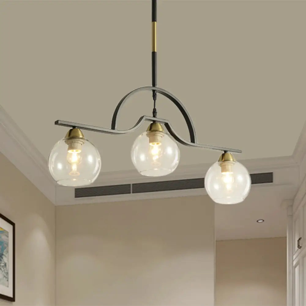 DecorBites™ Modern Island Light Fixture - Black Finish Pendant Lamp with Cream/Clear Glass Shades