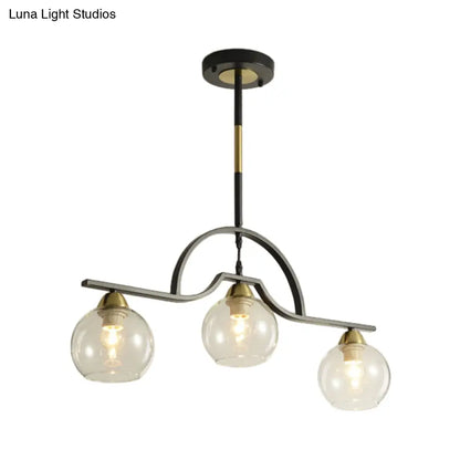 DecorBites™ Modern Island Light Fixture - Black Finish Pendant Lamp with Cream/Clear Glass Shades
