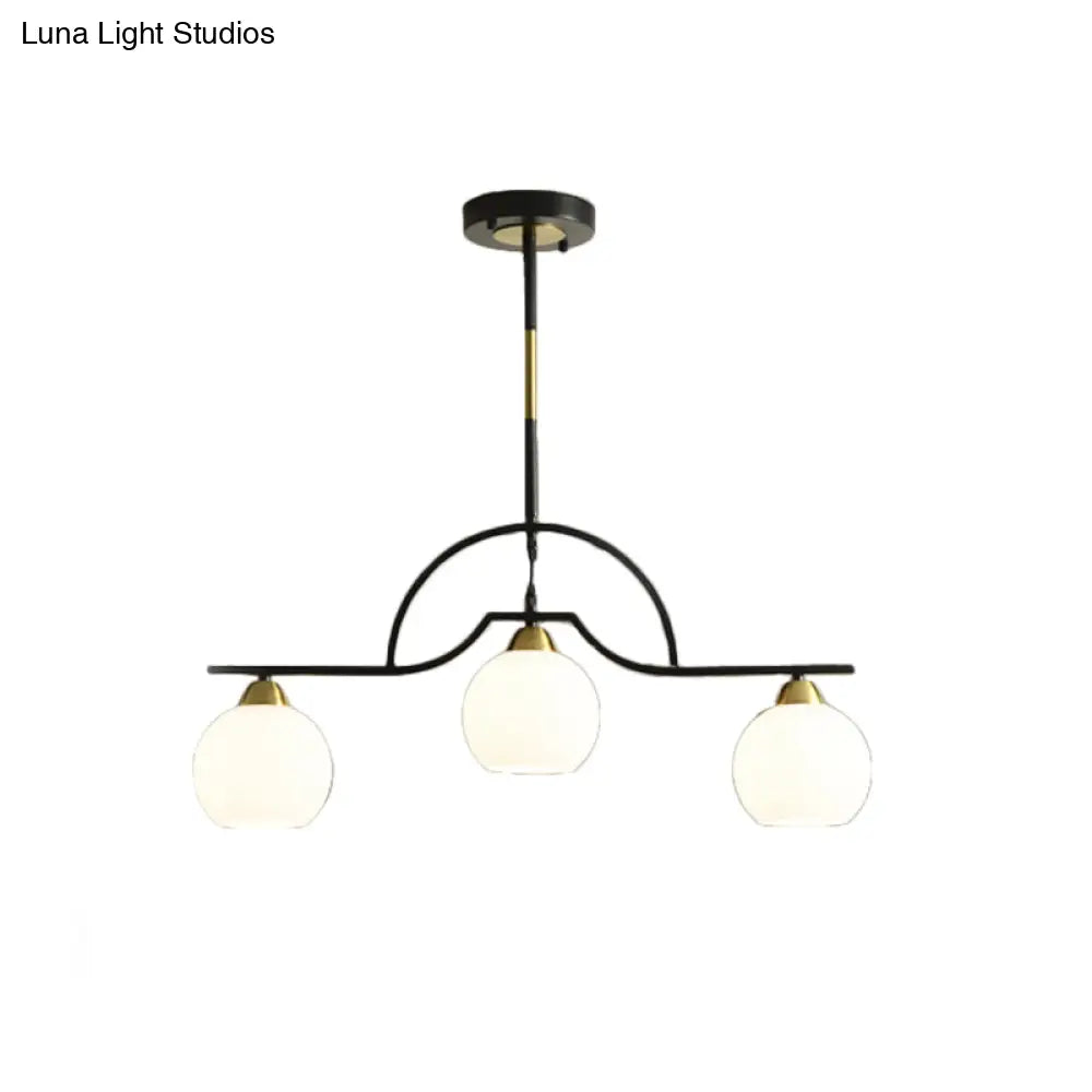 DecorBites™ Modern Island Light Fixture - Black Finish Pendant Lamp with Cream/Clear Glass Shades