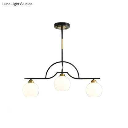 DecorBites™ Modern Island Light Fixture - Black Finish Pendant Lamp with Cream/Clear Glass Shades