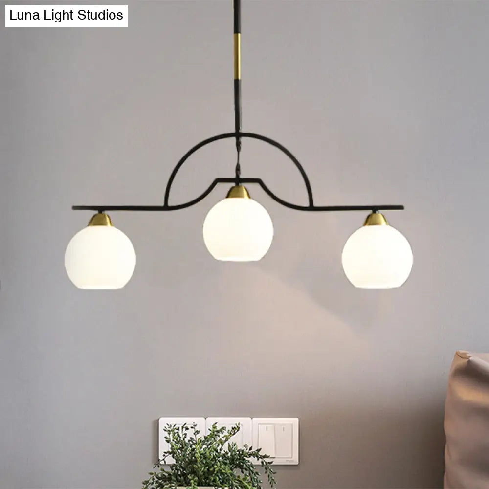 DecorBites™ Modern Island Light Fixture - Black Finish Pendant Lamp with Cream/Clear Glass Shades