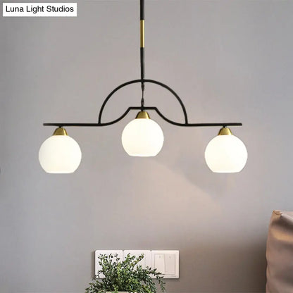 DecorBites™ Modern Island Light Fixture - Black Finish Pendant Lamp with Cream/Clear Glass Shades