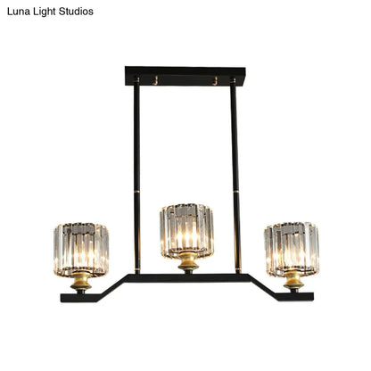 DecorBites™ Modern Island Pendant Light with Black Clear Crystal Cylinder - 3/4 Lights for Indoor