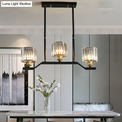 DecorBites™ Modern Island Pendant Light with Black Clear Crystal Cylinder - 3/4 Lights for Indoor