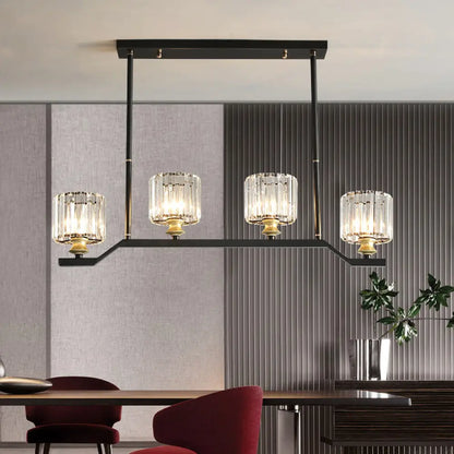 DecorBites™ Modern Island Pendant Light with Black Clear Crystal Cylinder - 3/4 Lights for Indoor