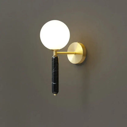 Modern italian green marble wall lamp bedroom glass globe sconce