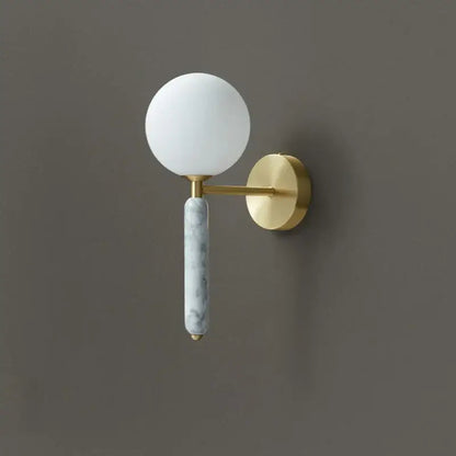 Modern italian green marble wall lamp bedroom glass globe sconce