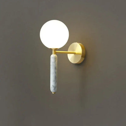 Modern italian green marble wall lamp bedroom glass globe sconce
