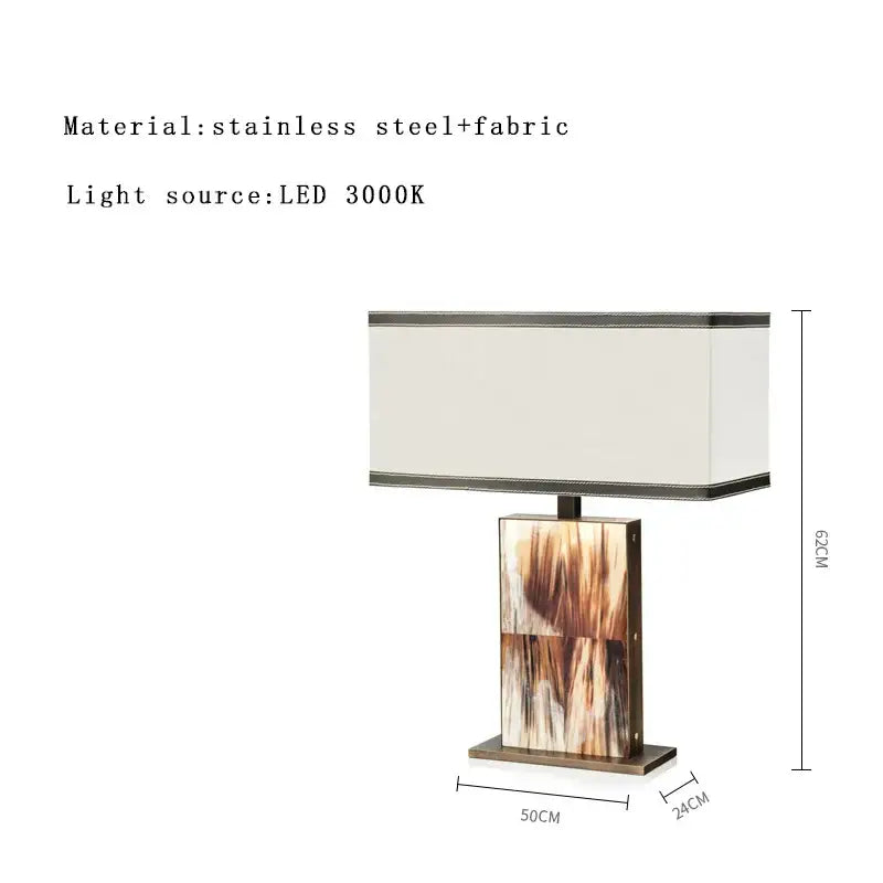 Modern italian luxury metallic table lamp bedroom beige & black