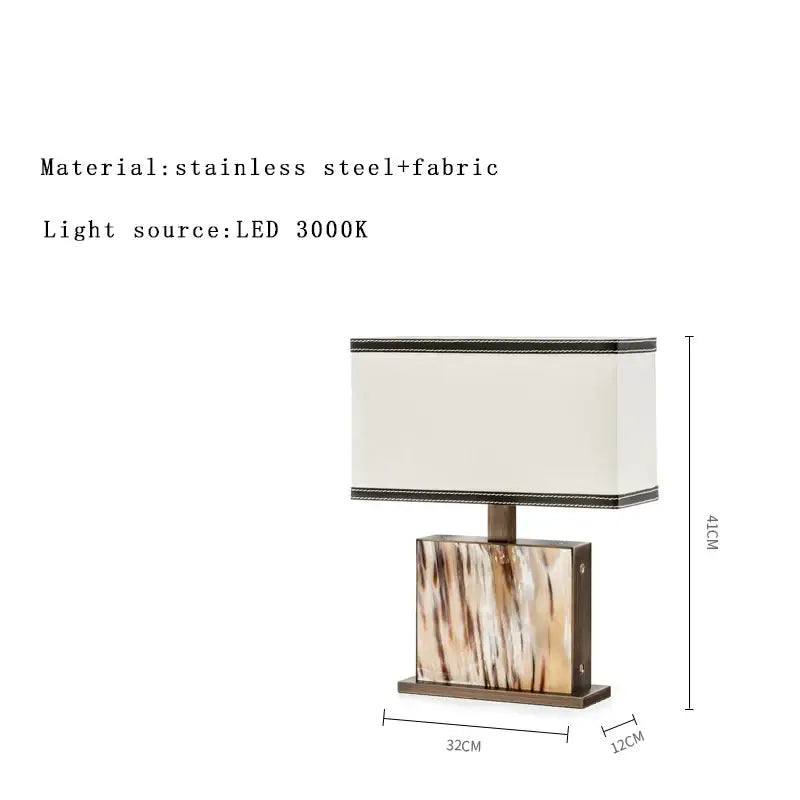 Modern italian luxury metallic table lamp bedroom beige & black