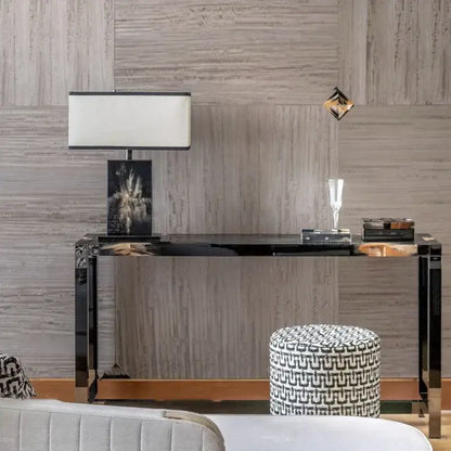 Modern italian luxury metallic table lamp bedroom beige & black