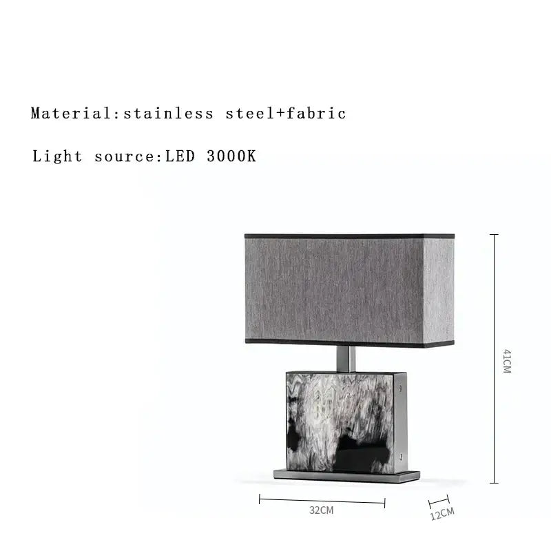 Modern italian luxury metallic table lamp bedroom beige & black