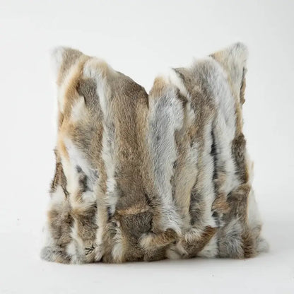 Modern ivory tawny rabbit fur pillow covers living room decor