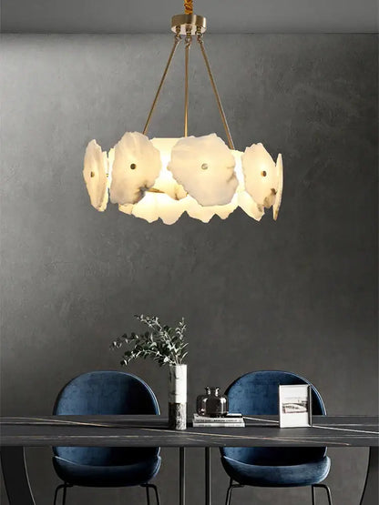Modern ivory white marble led ceiling light living room fixture