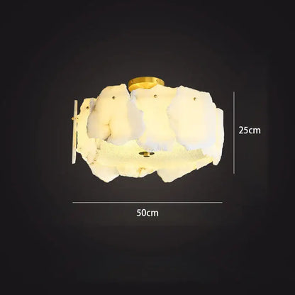 Modern ivory white marble led ceiling light living room fixture
