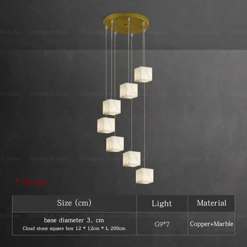 Modern jade design spiral alabaster chandelier living room light