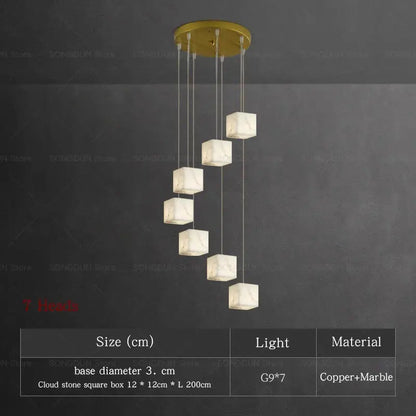 Modern jade design spiral alabaster chandelier living room light