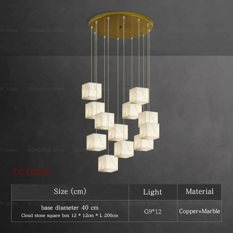 Modern jade design spiral alabaster chandelier living room light