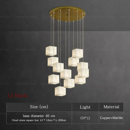 Modern jade design spiral alabaster chandelier living room light