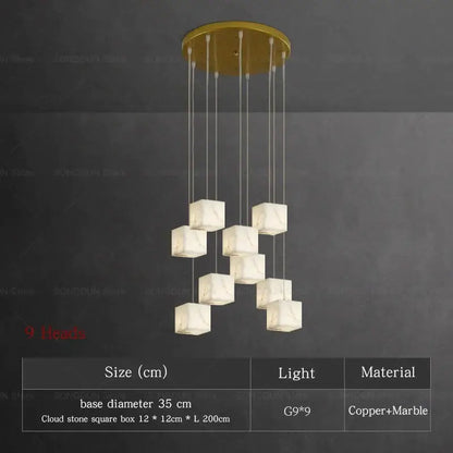 Modern jade design spiral alabaster chandelier living room light