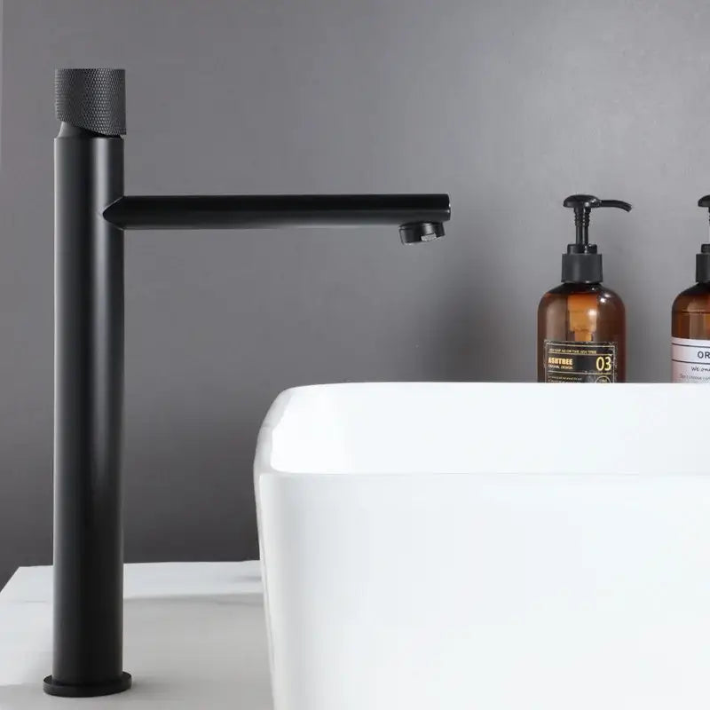 Modern knurled brushed gold basin faucet bathroom mixer tap