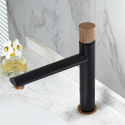 Modern knurled brushed gold basin faucet bathroom mixer tap