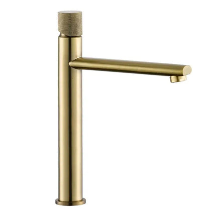 Modern knurled brushed gold basin faucet bathroom mixer tap