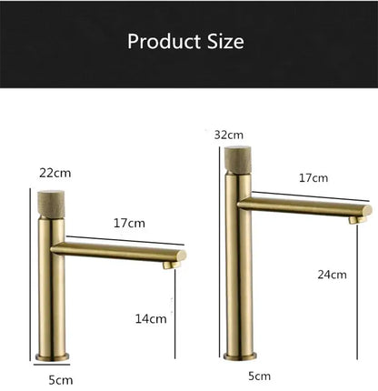 Modern knurled brushed gold basin faucet bathroom mixer tap