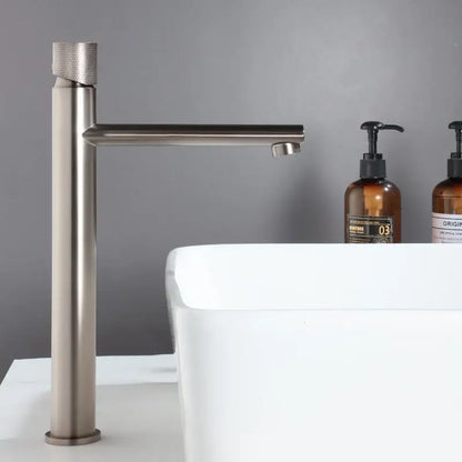 Modern knurled brushed gold basin faucet bathroom mixer tap