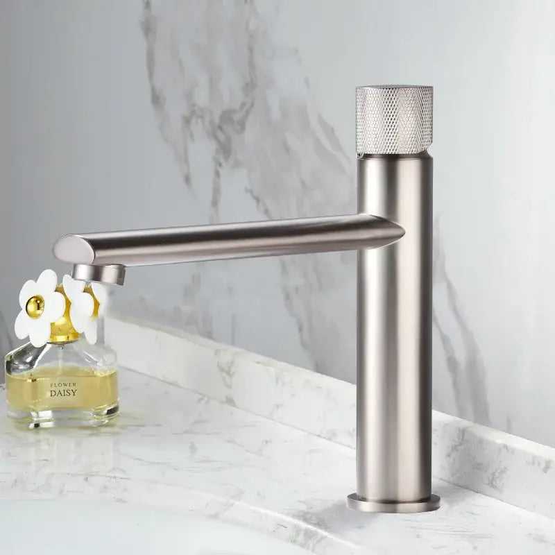 Modern knurled brushed gold basin faucet bathroom mixer tap