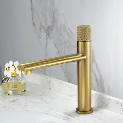 Modern knurled brushed gold basin faucet bathroom mixer tap