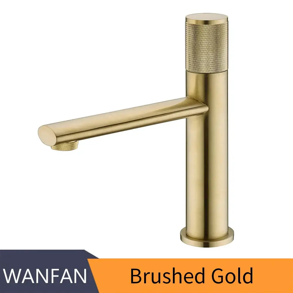 Modern knurled gold single handle bathroom faucet mixer