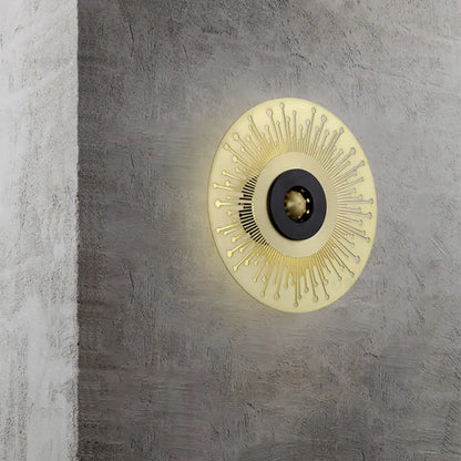 DecorBites™ Modern Laser-Cut Disk Wall Sconce with LED Lighting in Gold