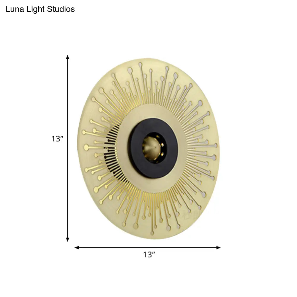 DecorBites™ Modern Laser-Cut Disk Wall Sconce with LED Lighting in Gold