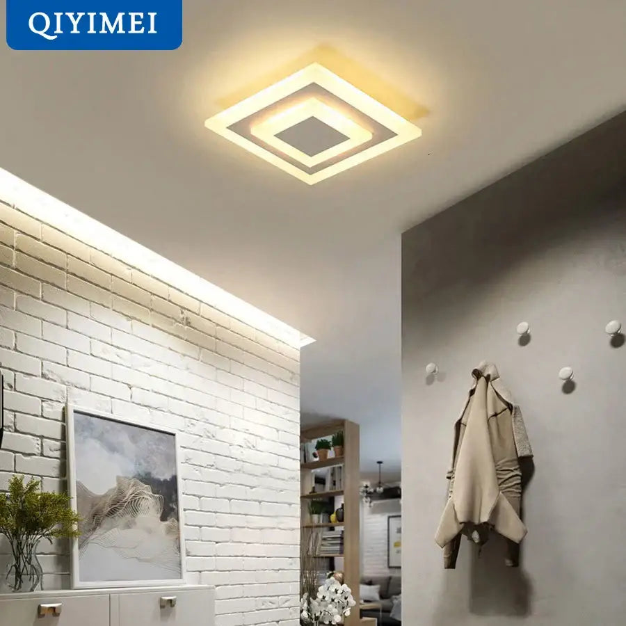 Modern layered geometric led ceiling light living room black trim