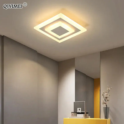 Modern layered geometric led ceiling light living room black trim