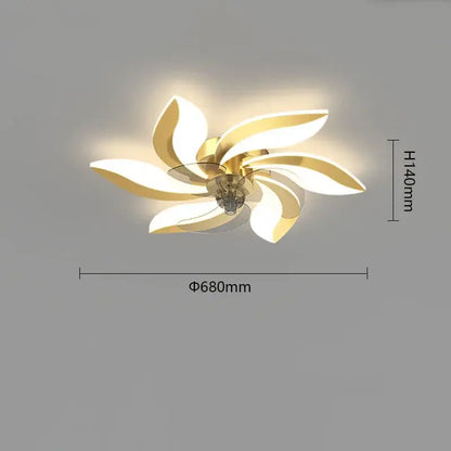 Modern leaf black & white ceiling fan with remote control bedroom