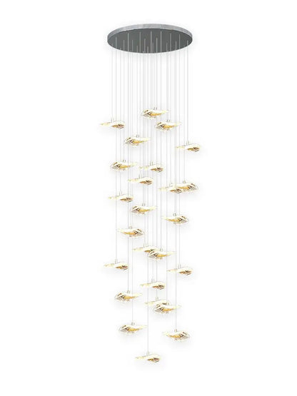 Modern leaf crystal glass staircase chandelier living room light