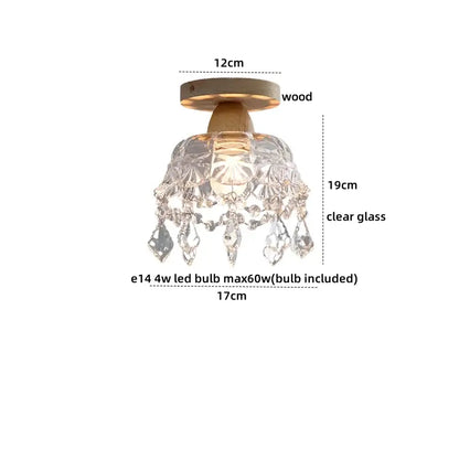 Modern leaf glass ceiling light hallway warm wood led lighting