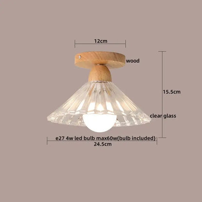 Modern leaf glass ceiling light hallway warm wood led lighting