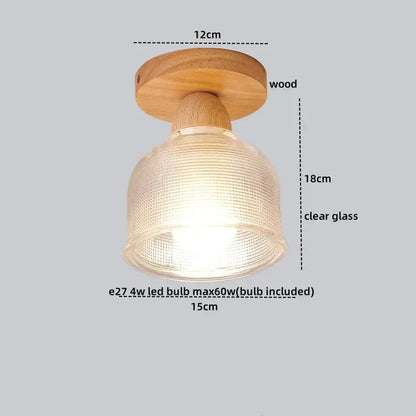 Modern leaf glass ceiling light hallway warm wood led lighting