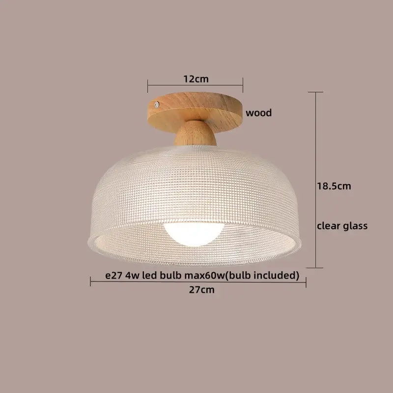 Modern leaf glass ceiling light hallway warm wood led lighting