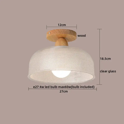 Modern leaf glass ceiling light hallway warm wood led lighting